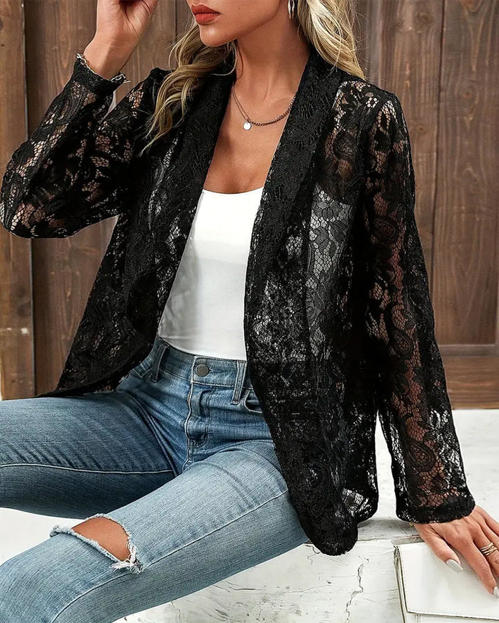 Elegant Lace Trim Blazer
