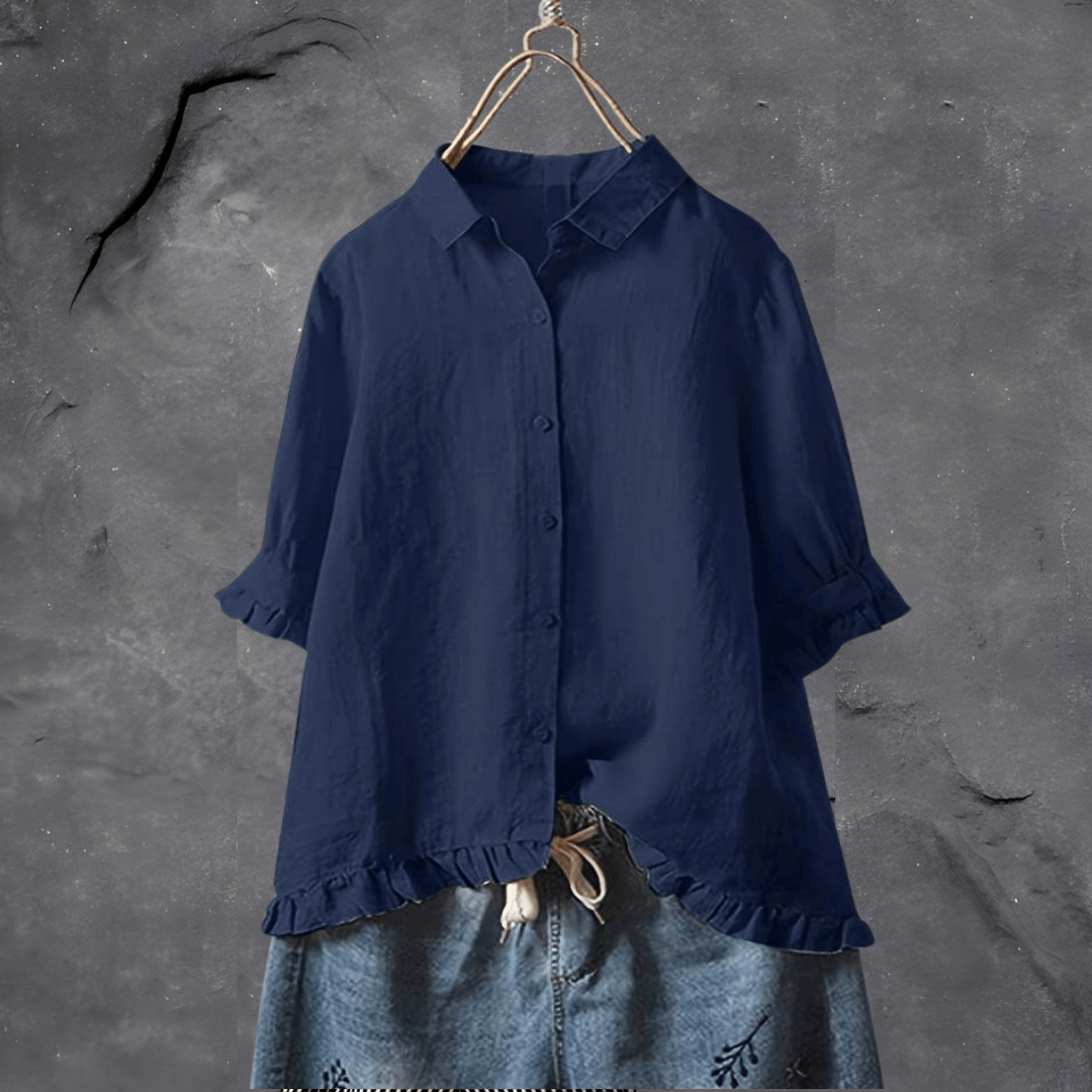 Women’s Button-Down Blouse with Ruffles