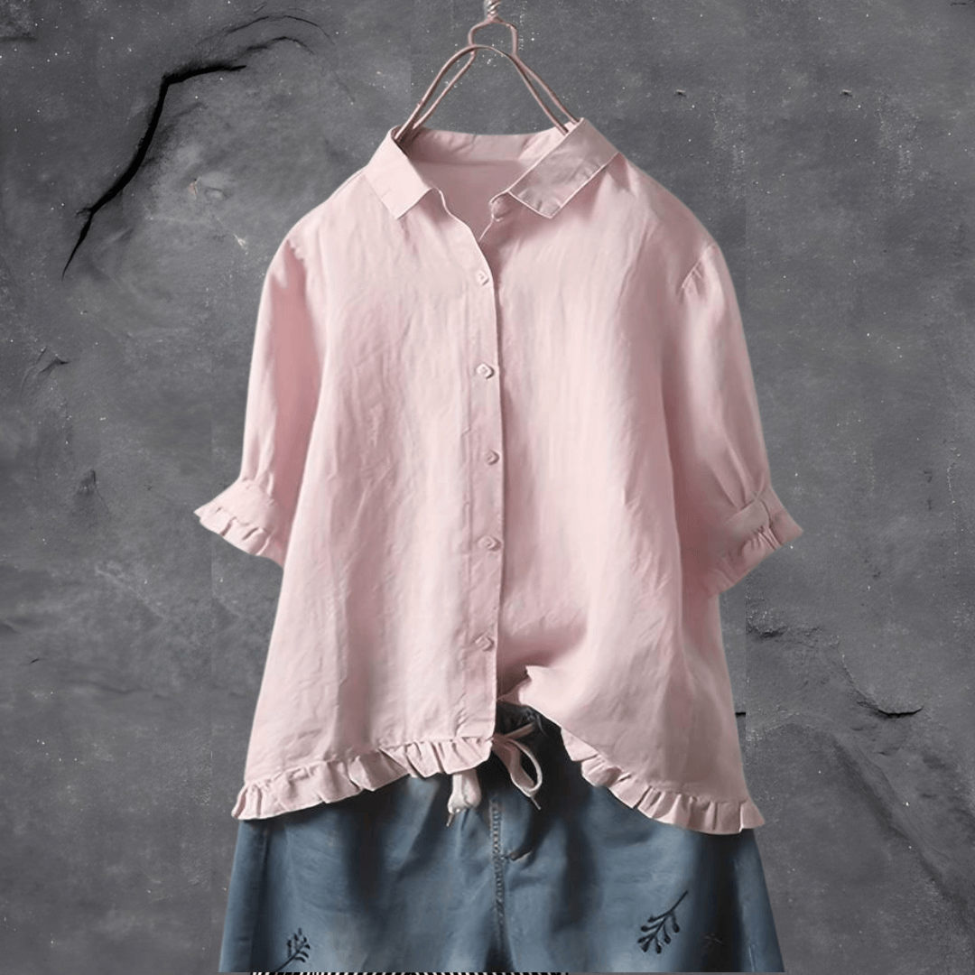 Women’s Button-Down Blouse with Ruffles