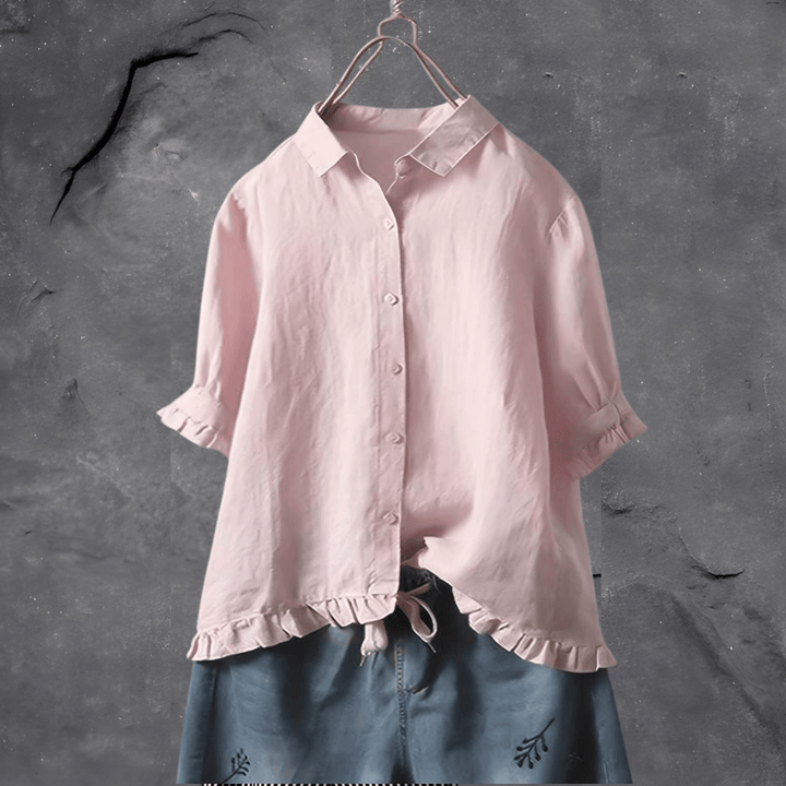 Women’s Button-Down Blouse with Ruffles