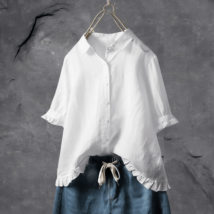 Women’s Button-Down Blouse with Ruffles