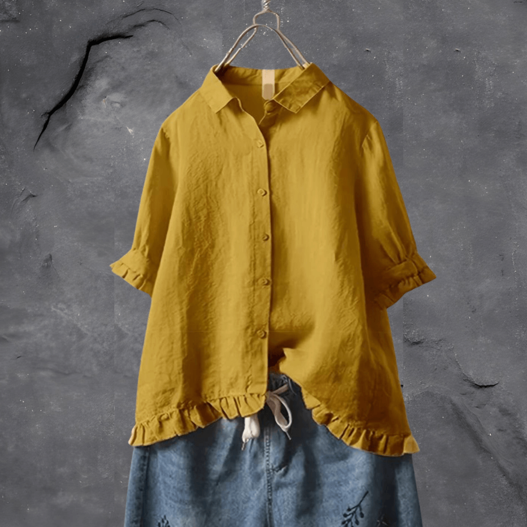 Women’s Button-Down Blouse with Ruffles