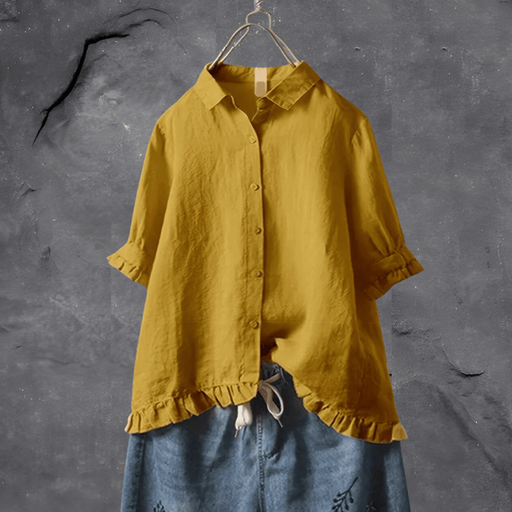 Women’s Button-Down Blouse with Ruffles