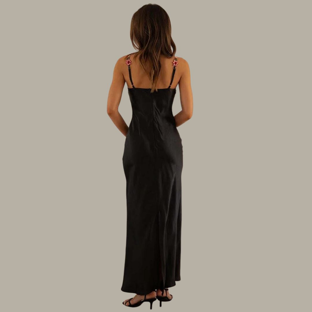 Women’s Sleeveless Maxi Dress with Floral Embroidery