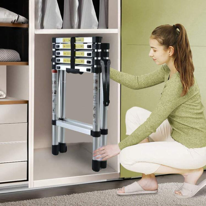 6FT+7FT Aluminum Telescopic Ladder – Safe, Portable, and Adjustable