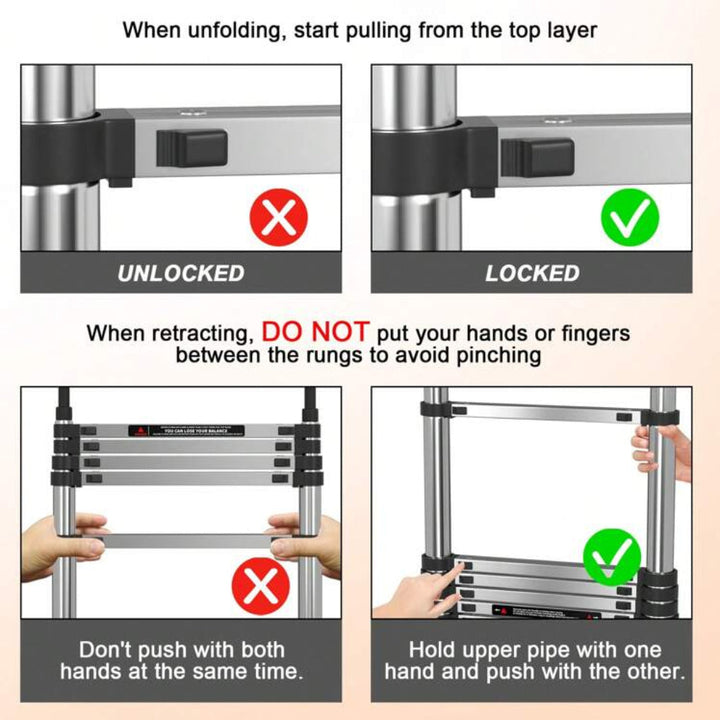 5M/16.4ft Telescoping Ladder – Lightweight, Portable & Extendable