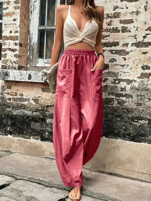 Women’s Wide-Leg Pants with Pockets for Summer