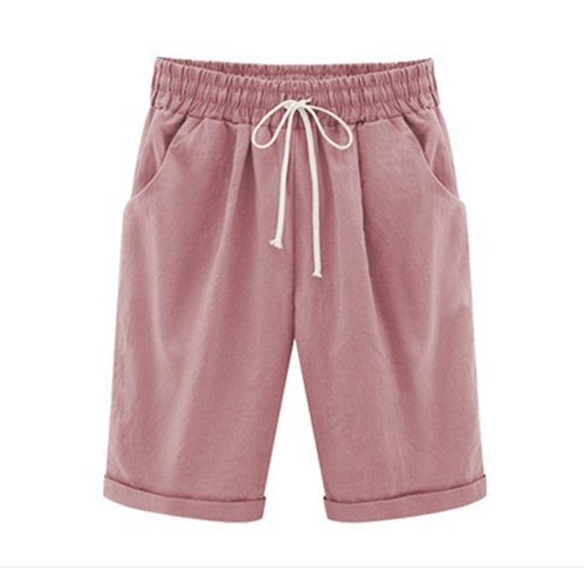 Linen Casual Shorts with Drawstring for Women