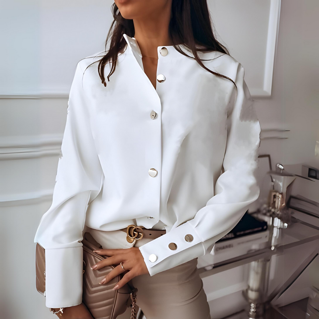 Women’s Long-Sleeved Shirt with Button Placket