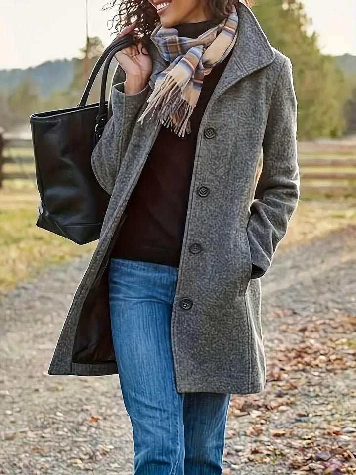 Coat with Buttons and Pockets for Women
