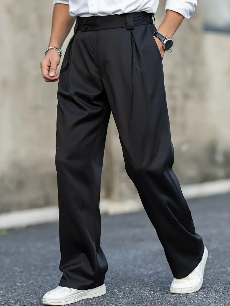 Men’s Straight-Cut Trousers with Pockets for Summer