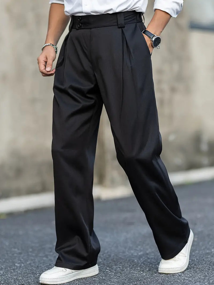 Men’s Straight-Cut Trousers with Pockets for Summer