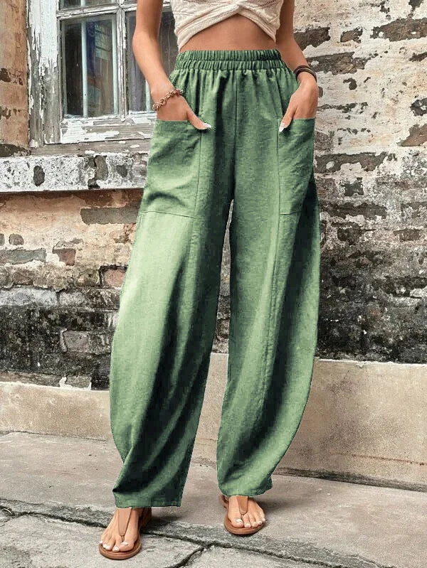 Women’s Wide-Leg Pants with Pockets for Summer
