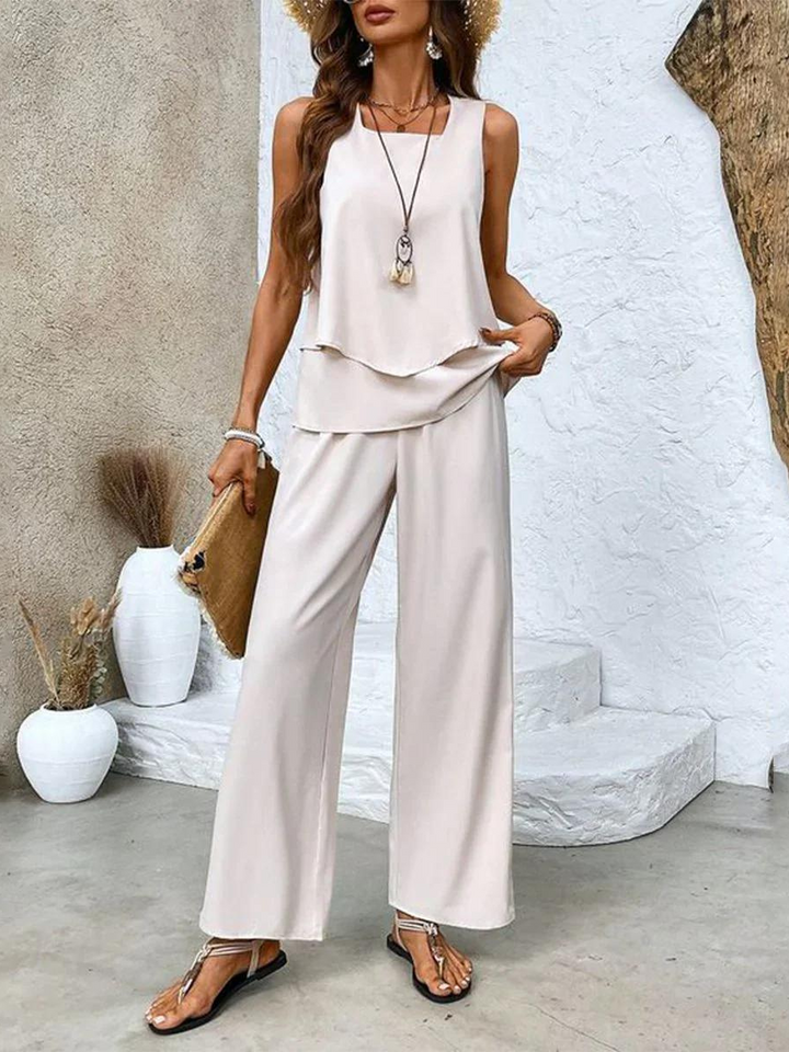 Women’s Two-Piece Set with Sleeveless and Pants