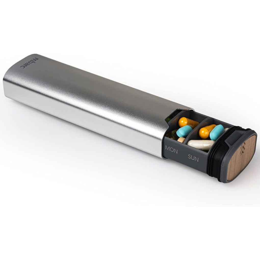 7-Day Pill Box – Stylish Aluminium and Wood Organizer