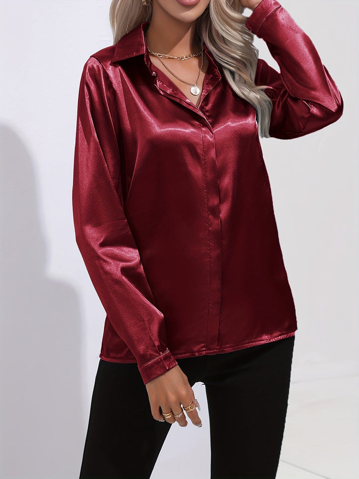 Women’s Long-Sleeved Blouse with Collar