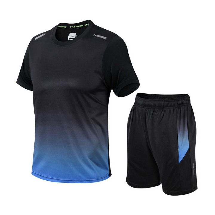 Men's Athletic Set with Gradient T-Shirt and Shorts