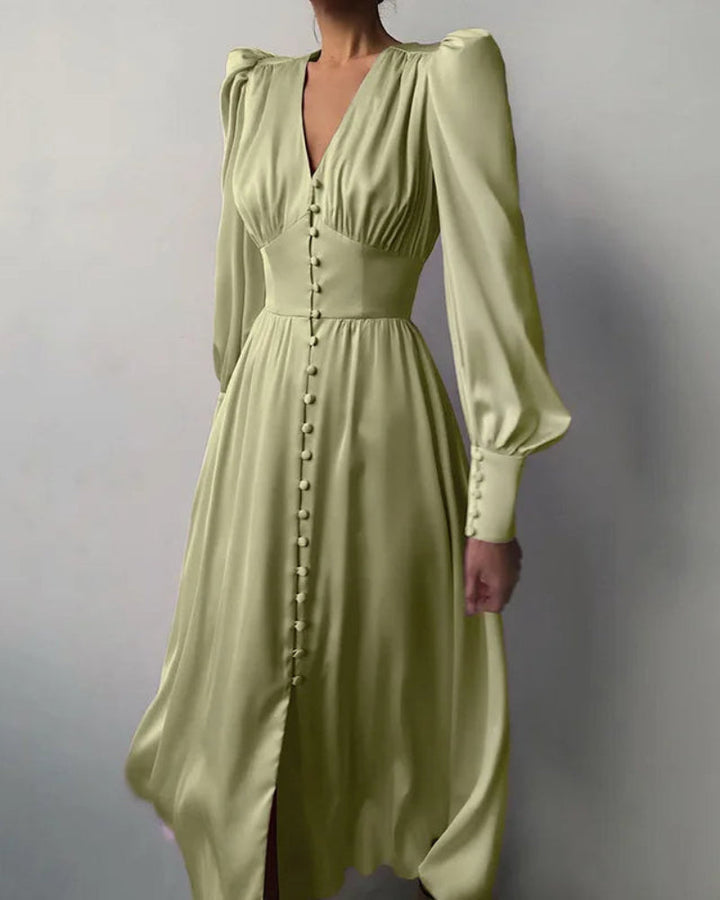 Elegant Satin V-Neck Maxi Dress for Women Timeless Elegance with a Modern Touch