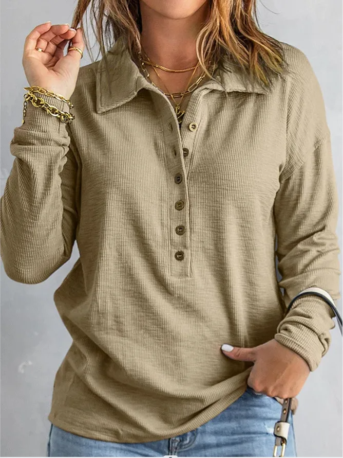 Women’s Long-Sleeved Polo Shirt with Buttons