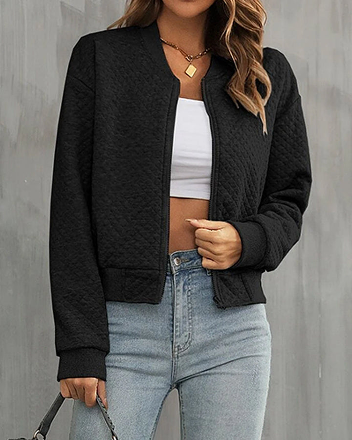 Summer Bomber Jacket with Zipper for Women