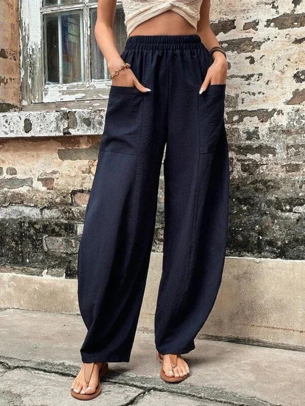 Women’s Wide-Leg Pants with Pockets for Summer