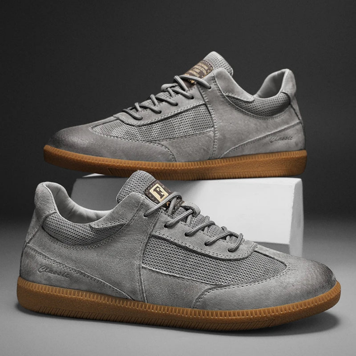 Men’s Suede and Mesh Sneakers with Lace-Up Closure