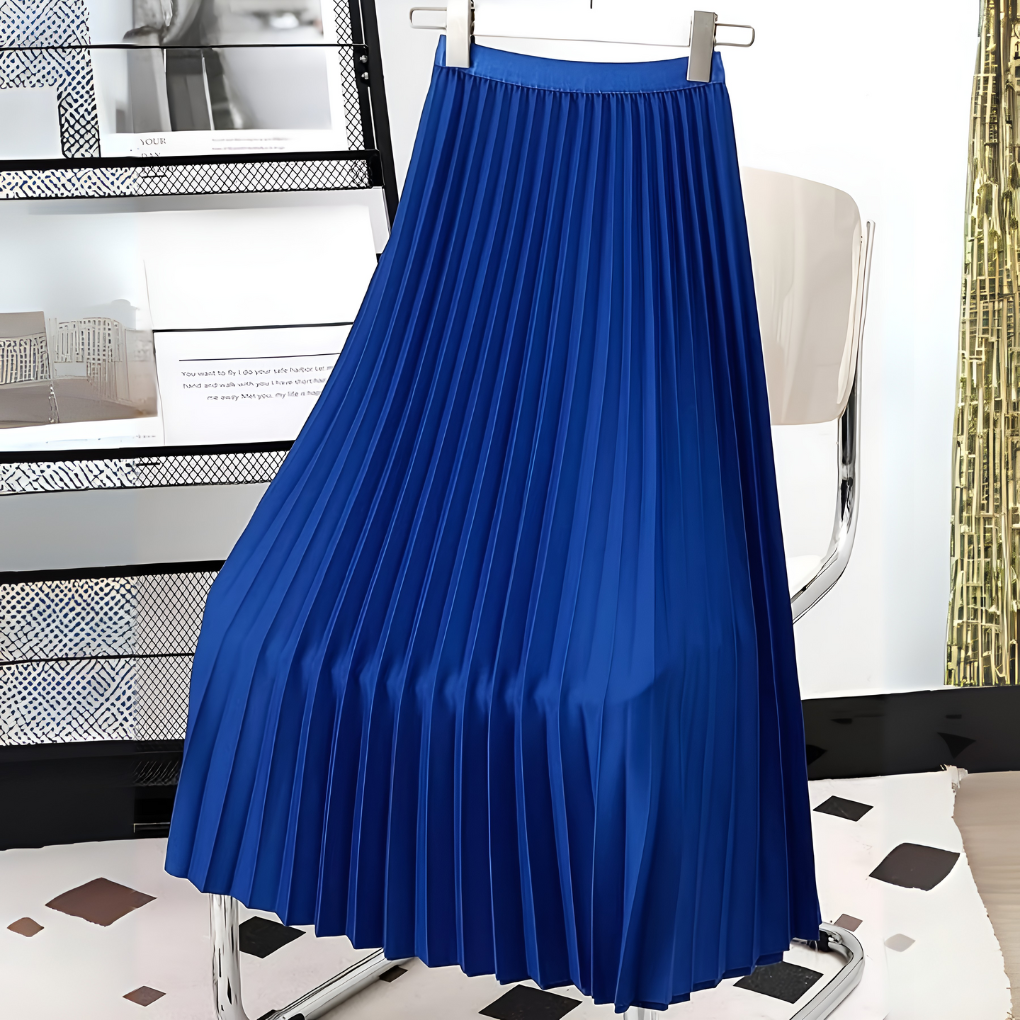 Satin Pleated High-Waist Skirt