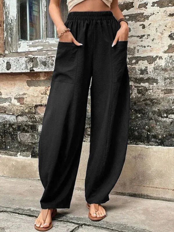 Women’s Wide-Leg Pants with Pockets for Summer