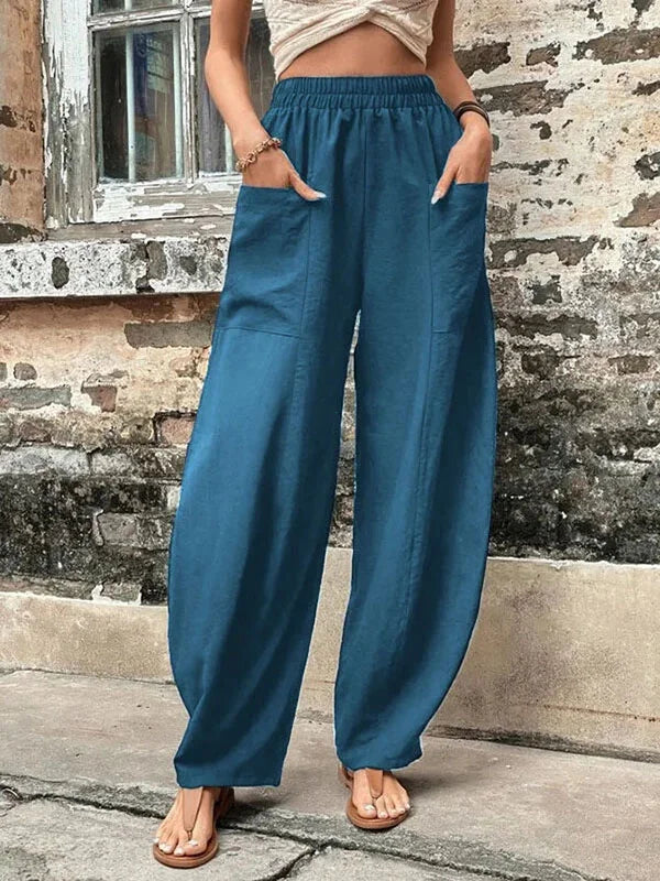Women’s Wide-Leg Pants with Pockets for Summer