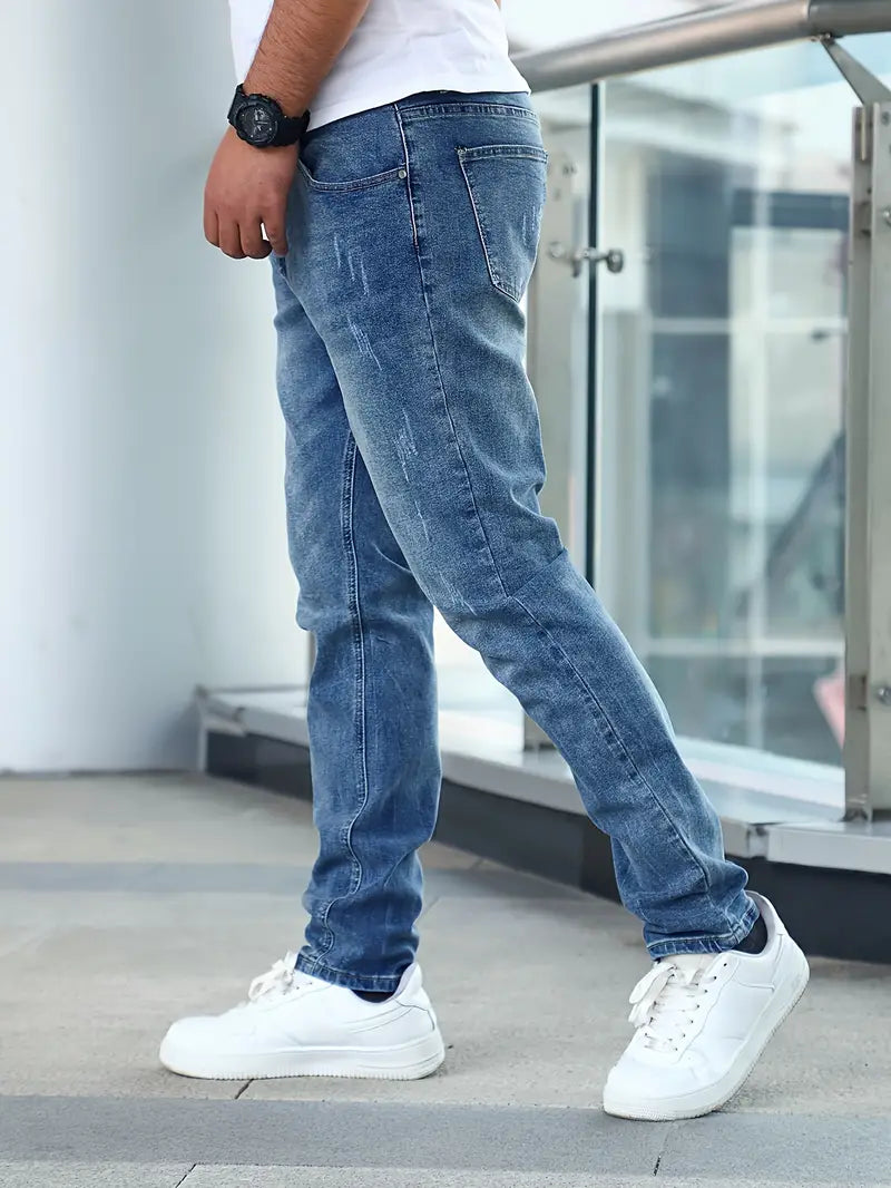 Denim Jeans with Faded Wash for Men