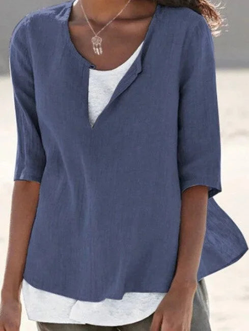 Women’s V-Neck Linen Top