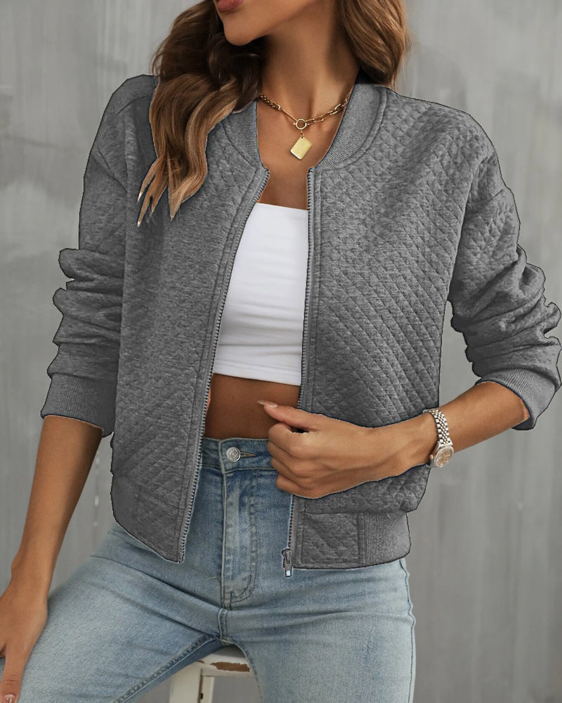 Summer Bomber Jacket with Zipper for Women