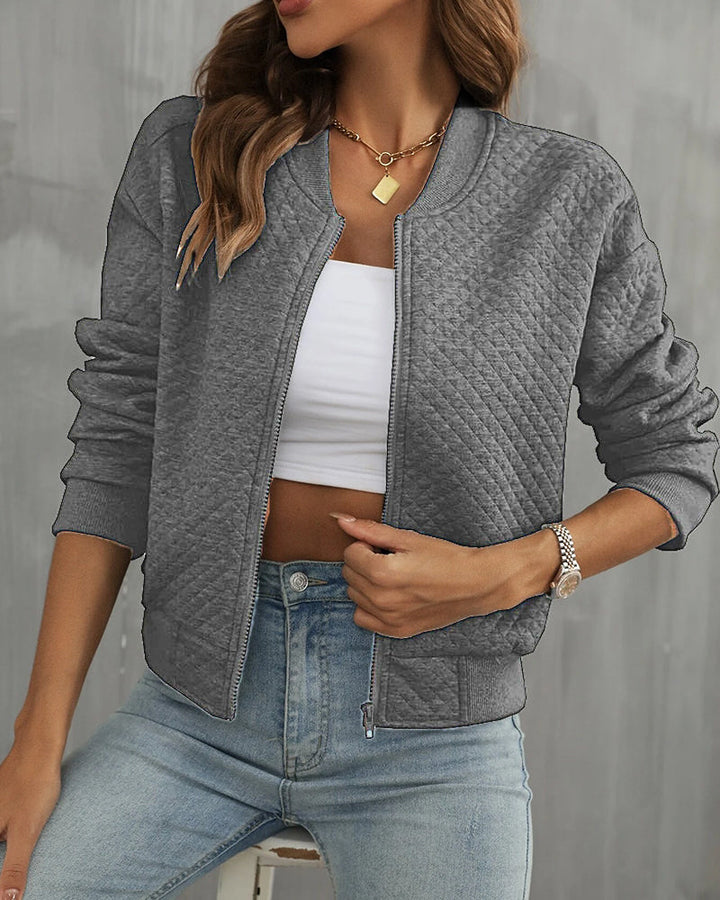 Summer Bomber Jacket with Zipper for Women
