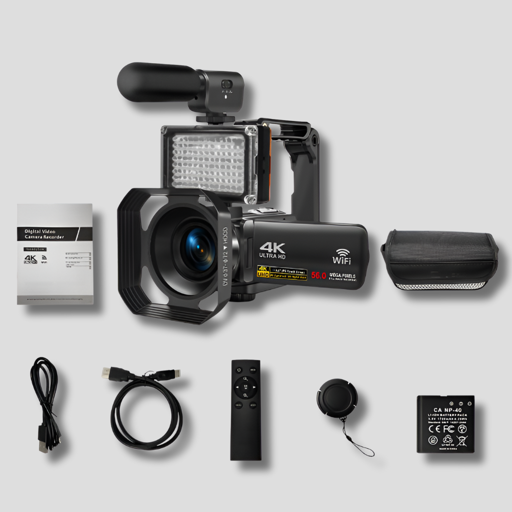 8K Camcorder – 64MP Photos Wifi Connect Full Creator Kit