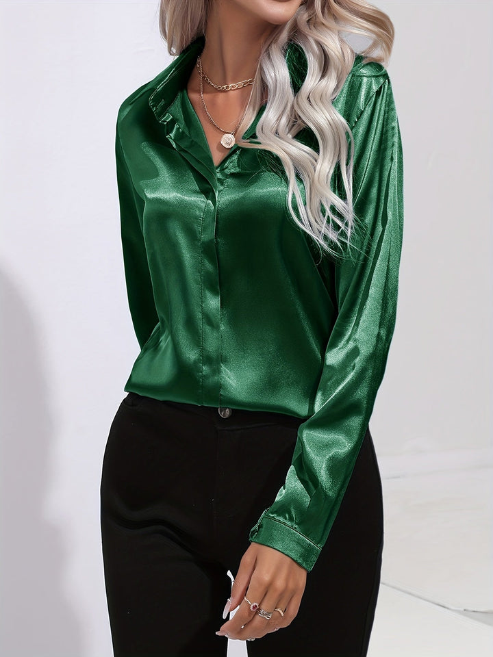 Women’s Long-Sleeved Blouse with Collar