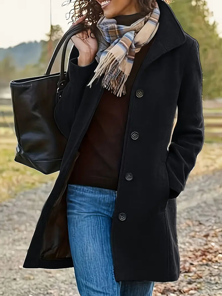 Coat with Buttons and Pockets for Women