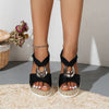 Women’s crisscross wedge sandals with silver detail