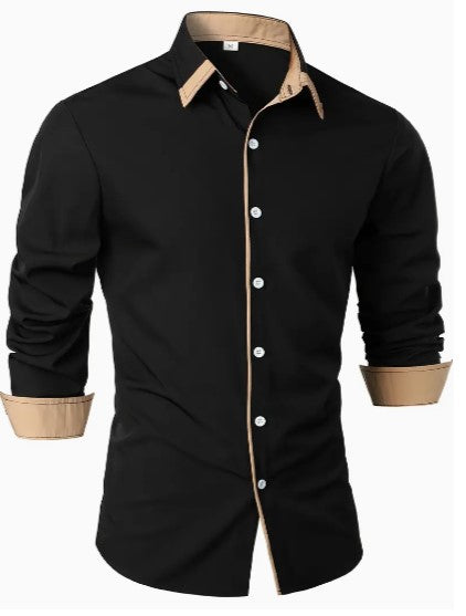 Men’s Long-Sleeve Shirt with Two-Tone Design