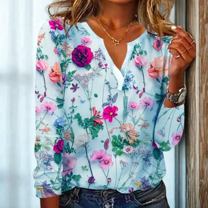 Women’s Floral Print Long-Sleeve Blouse