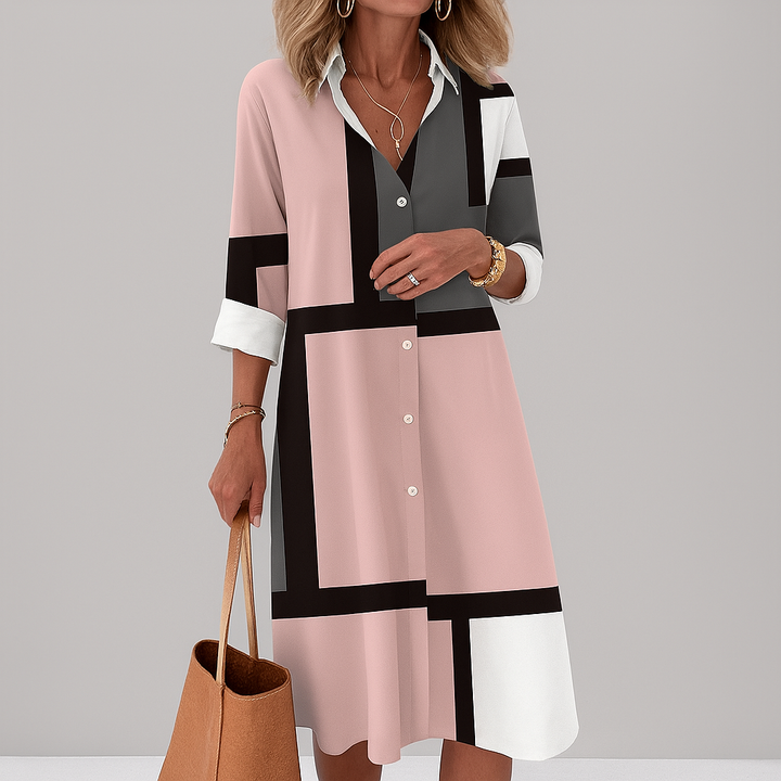 Women’s Geometric Pattern Shirt Dress