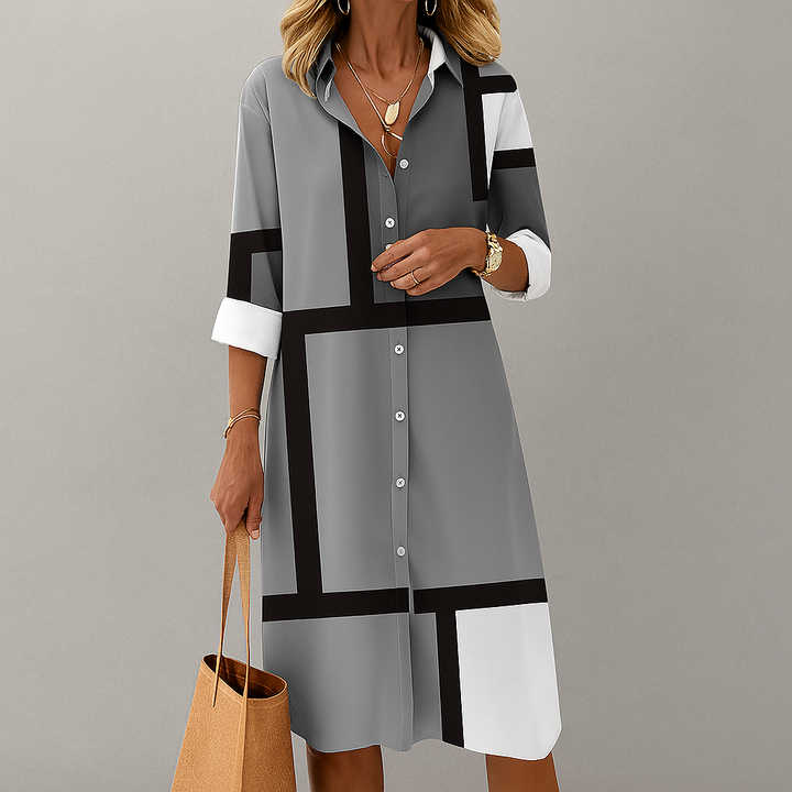 Women’s Geometric Pattern Shirt Dress