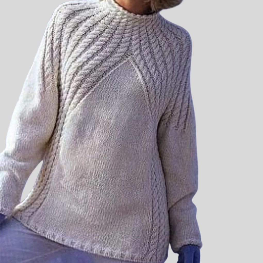 Women’s Round Neck Jumper – Apricot Solid Long Sleeve Style