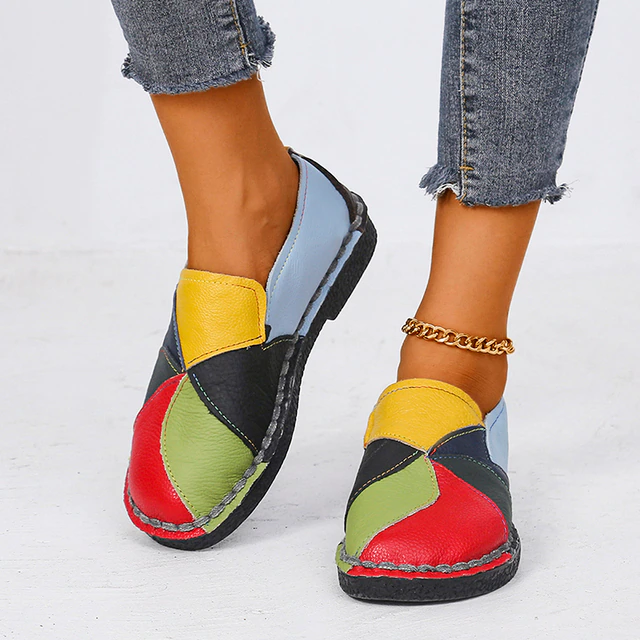 Women’s Slip-On Summer Shoes with Multicolor Patchwork Upper