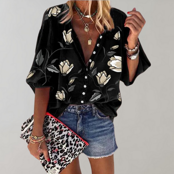 Women's Floral Print Button-Down Shirt