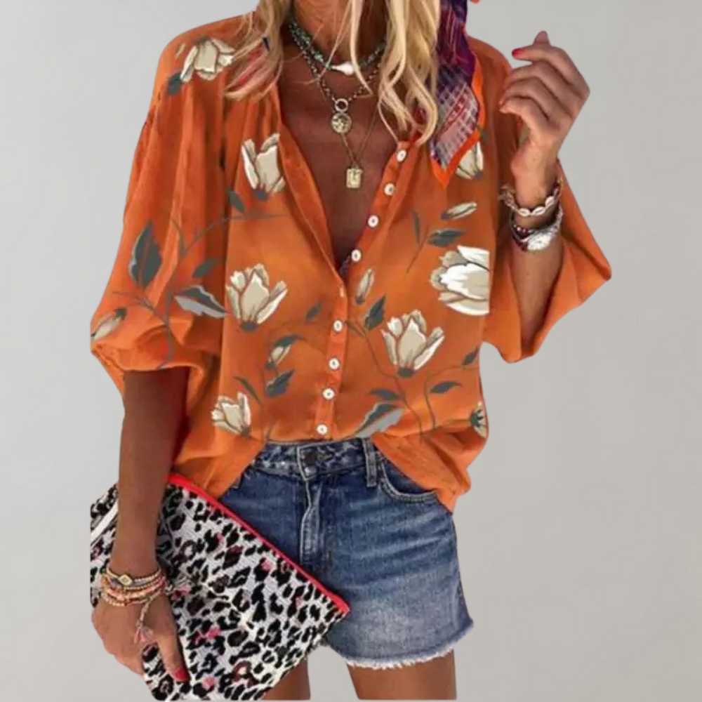 Women's Floral Print Button-Down Shirt