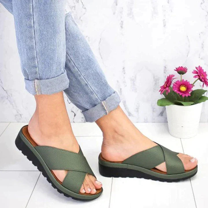 Women’s Cross-Strap Wedge Flip-Flops