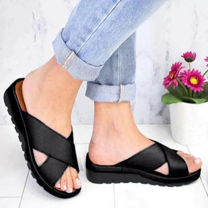 Women’s Cross-Strap Wedge Flip-Flops