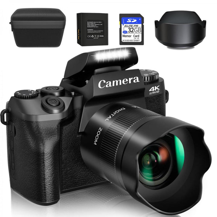 4k Digital Camera for Photography & Video, 64MP WiFi Touch Screen Vlogging Camera for YouTube with Flash, 32GB SD Card, Lens Hood, 3000mAH Battery, Front and Rear Cameras Kentfaith