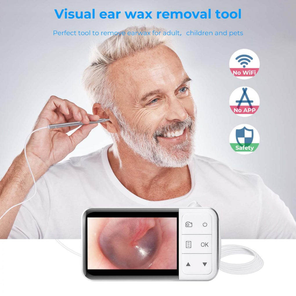 Digital Otoscope with 4.5 Inches Screen, 3.9mm Ear Camera with 6 LED Lights, 32GB Card, Ear Wax Removal Tool, Specula and 2600 mAh Rechargeable Battery, Supports Photo Snap and Video Recording