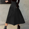 Women’s Summer Midi Skirt with Waist Pockets and Tie Waist
